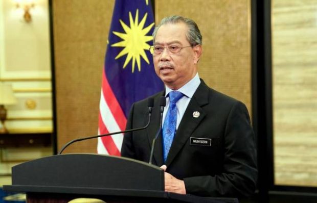 Prime Minister Muhyiddin Yassin during a special address in conjunction with the proclamation of the emergency (BERNAMA)