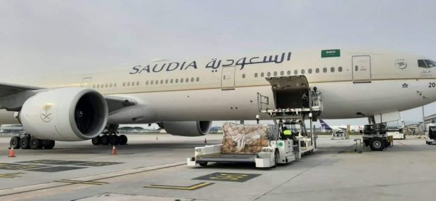 Saudi plane unloading donations for Malaysia