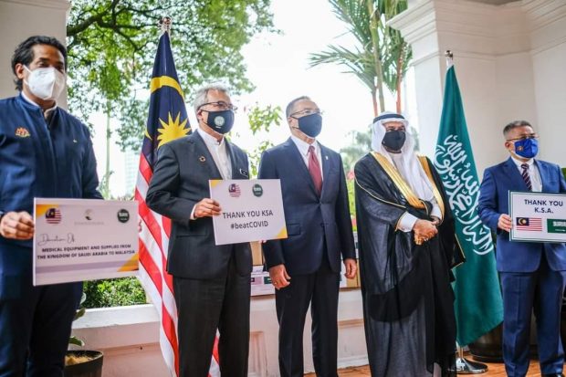 The Kingdom of Saudi Arabia donating various medical equipment and supplies worth USD4.5 million and one million AstraXeneca vaccine to Malaysia recently. 