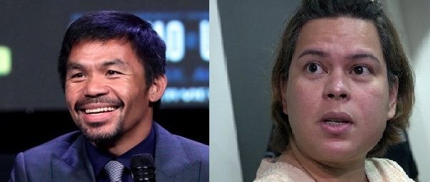 Senator Manny Pacquiao (left) and Davao Mayor Sarah Duterte