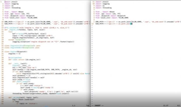 Coding done by hand (left) and coding done by voice 