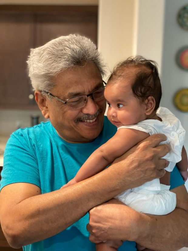 Gotabaya Rajapaksa with his granddaughter Dulanya 