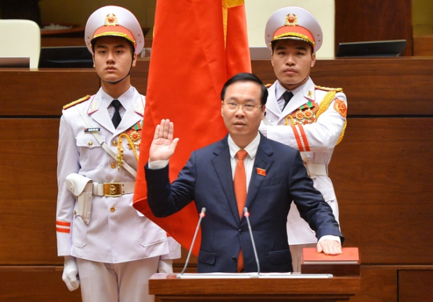 New President Vo Van Thuong was sworn in on the morning of March 2 (Photo: Duy Linh).