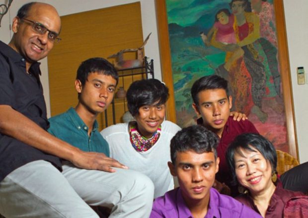 Shanmugaratnam with his wife and four children