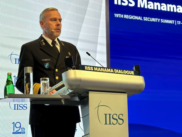 Admiral Rob Bauer addressing the Manama DIalogue conference