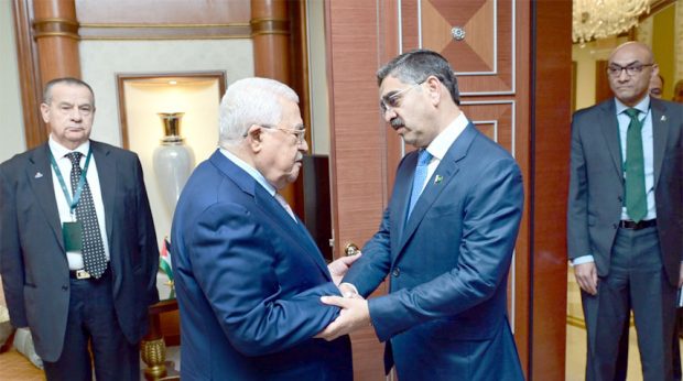 PM Kakar meets Palestine President Mahmoud Abbas in Riyadh, Saudi Arabia – Photo Courtesy Radio Pakistan