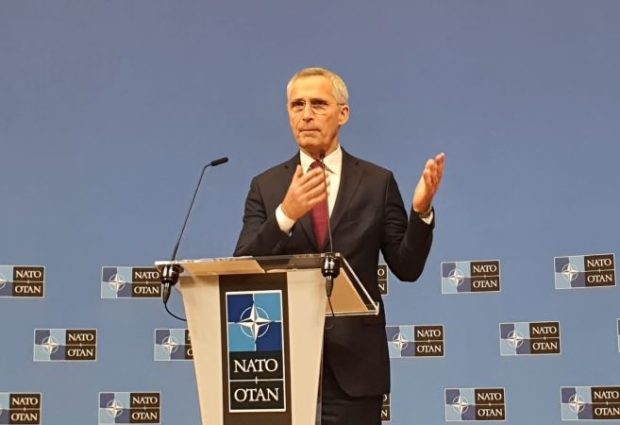 Stoltenberg addressing the conference