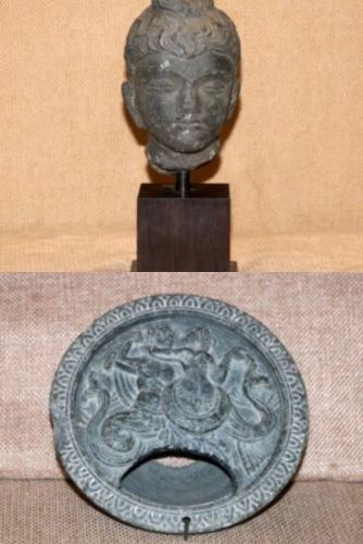 Cultural objects returned to Pakistan by the U.S. government include head of the Buddha and toilet tray with image of River God Poseidon – 2nd-3rd Century Gandhara period