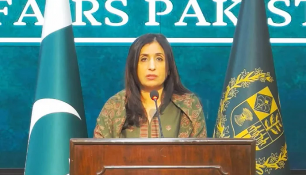 Foreign Office spokesperson Mumtaz Zahra Baloch addressing a press briefing in Islamabad on January 17 - 2024